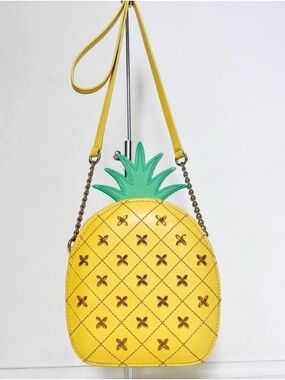 Kate Spade ♠️ Pineapple Crossbody Bag in Yellow with Green Top